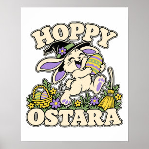 Ostara-Hasen-Hexe Frühlingssabbat-Kunst Poster