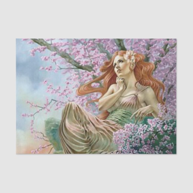 Ostara in blühendem Baum Seidenpapier (Vorderseite)