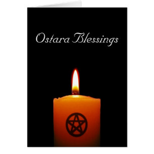 Ostara Segings Pagan Candle mit Pentagramm Card