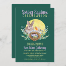 Ostara Spring Equinox Bunny & Bird Nest Green