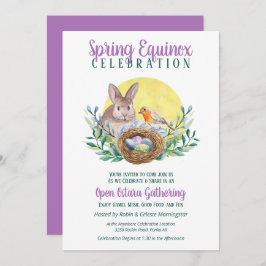 Ostara Spring Equinox Bunny & Bird Nest Sabbat Einladung