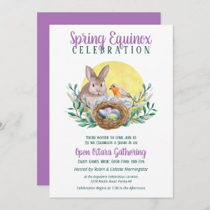 Ostara Spring Equinox Bunny & Bird Nest Sabbat Einladung