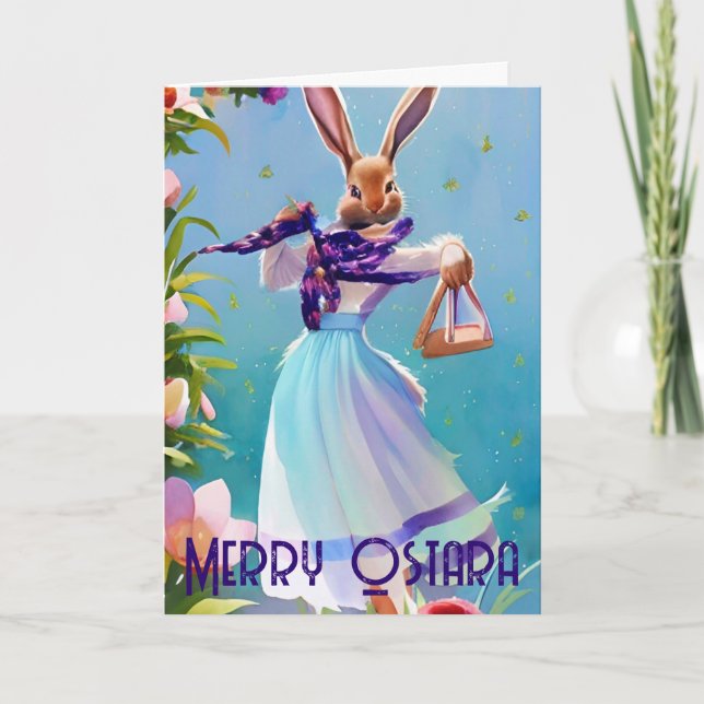 Ostara Spring Equinox Bunny Pagan Ostern Feiertagskarte (Vorderseite)