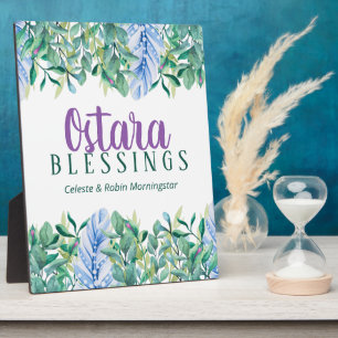 Ostara Spring Equinox Foliage & Feathers Pagan Fotoplatte