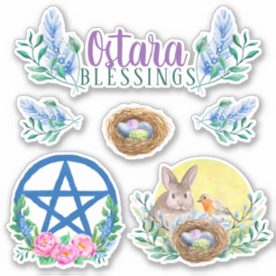 Ostara Spring Equinox Wicca Sabbat Floral Aufkleber
