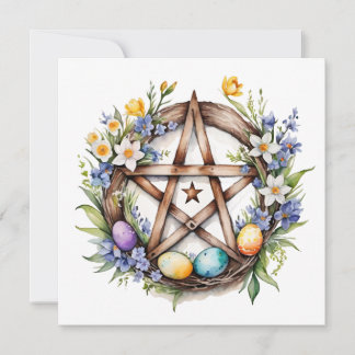 Ostara Stern Pentakel Frühlings-Tagundnachtgleiche Feiertagskarte