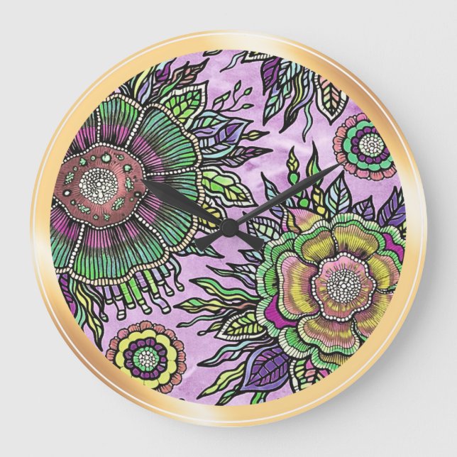 Ostara: Terrestrische Frequenz- Maximalist Clock Große Wanduhr (Vorderseite)