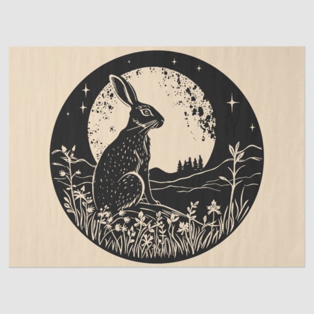 Ostara Wiccan Magic Hare Silhouette Dekoupage Seidenpapier (Vorderseite)