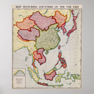 OstasienPanoramakarte Ostasien Poster