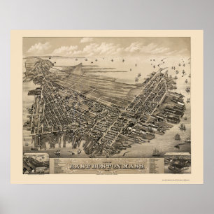 Ostboston, panoramische Karte MAs - 1879 Poster