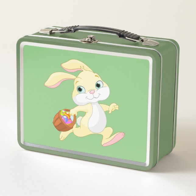 OSTBUNNE MIT FARBIGEM EASTER EGG BASKET METALL BROTDOSE (Vorderseite)