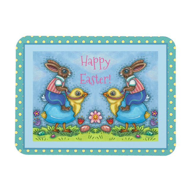 OSTBUNNY REITEN NIEDLICHE SCHICKE IN BLAUEN EGG, W MAGNET (Horizontal)