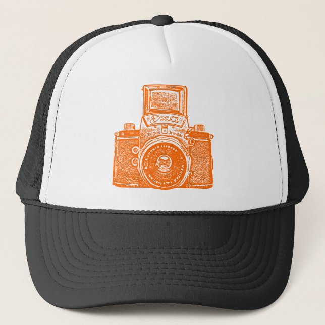 ostdeutsche Kamera - Orange Truckerkappe (Vorderseite)