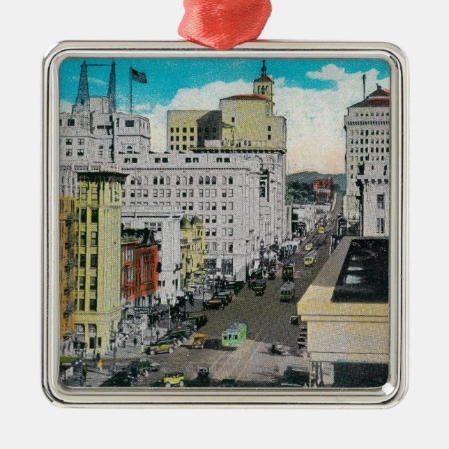 Osten auf Broadway von San Diego Hotel Silbernes Ornament (Vorne)