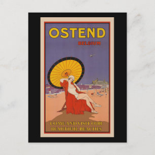 Ostende, Belgien, Vintage Reiseplakat, Postkarte