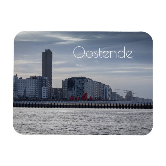 Ostende Coastal City Skyline, Belgien Magnet (Horizontal)