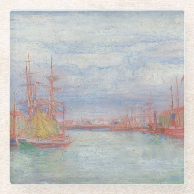 Ostende Harbor von James Ensor (1900) Glasuntersetzer (Vorderseite)