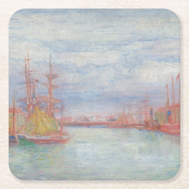Ostende Harbor von James Ensor (1900) Rechteckiger Pappuntersetzer (Vorderseite)