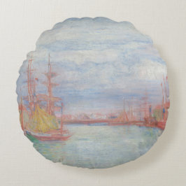 Ostende Harbor von James Ensor (1900) Rundes Kissen
