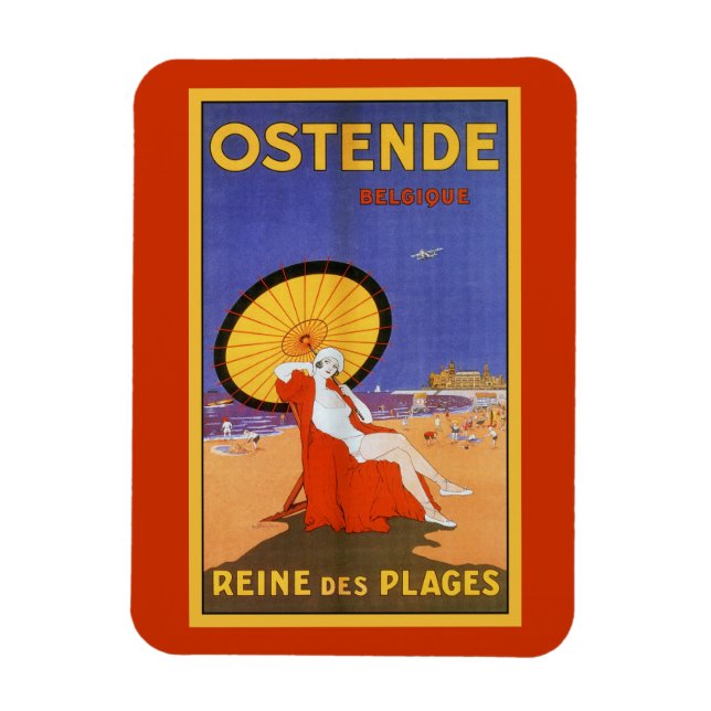 Ostende Königin der Strände 1920er Schönheit Somme Magnet (Vertikal)