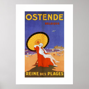 Ostende Königin der Strände 1920er Schönheit Somme Poster