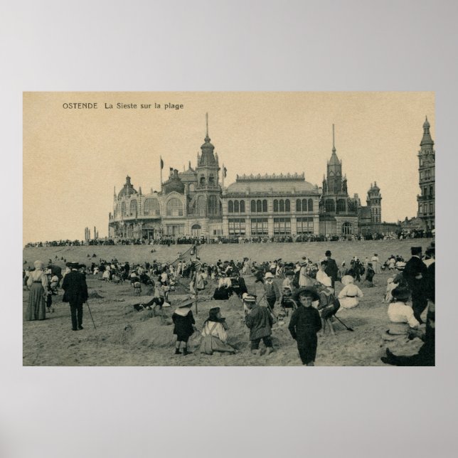 Ostende Vintage Strandlandschaft, die Siesta Poster (Vorne)