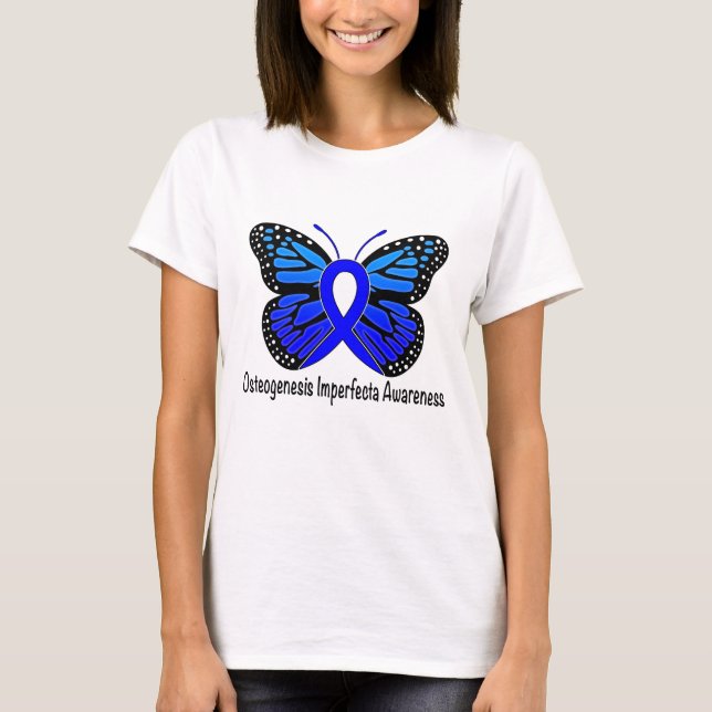 Osteogenesis Imperfect Butterfly Awareness Ribbon T-Shirt (Vorderseite)