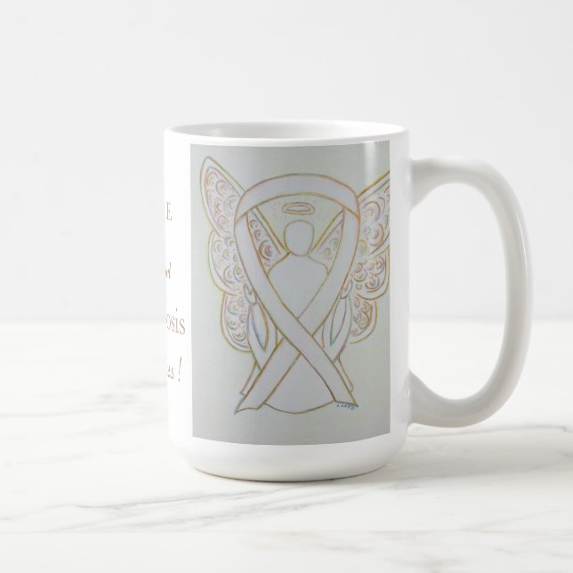 Osteoporose Bewusstsein Ribbon Engel Custom Tasse (Rechts)