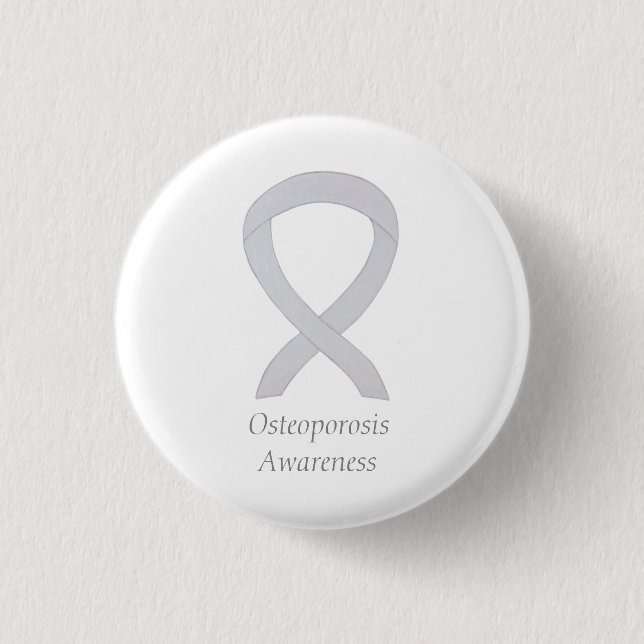 Osteoporose-Bewusstsein Weißer Band Kunsthandwerk  Button (Vorderseite)