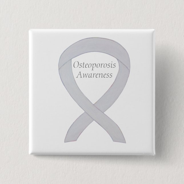 Osteoporose-Bewusstsein Weißer Band Kunsthandwerk  Button (Vorderseite)