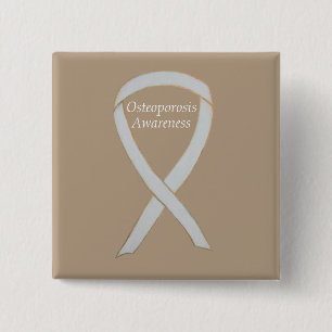 Osteoporose-Bewusstsein Weißer Band Kunsthandwerk Button
