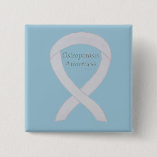 Osteoporose-Bewusstsein Weißer Band Kunsthandwerk Button