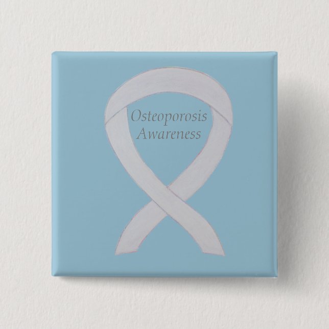 Osteoporose-Bewusstsein Weißer Band Kunsthandwerk  Button (Vorderseite)