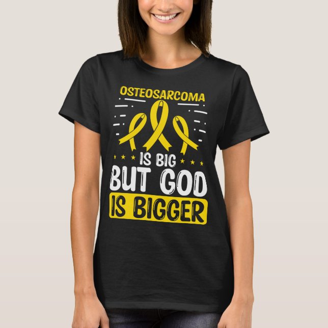 Osteosarcoma Awareness God Bone Cancer Ribbon T-Shirt (Vorderseite)