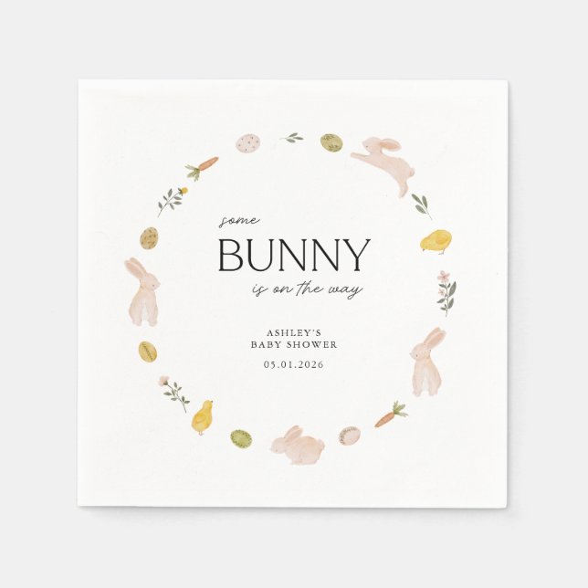 Oster-Babyshower im Frühlingshaschen-Stil Serviette (Vorderseite)