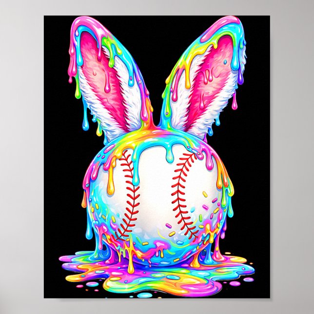 Oster Baseball Drip Osterhase Jungen Kinder Poster (Vorne)