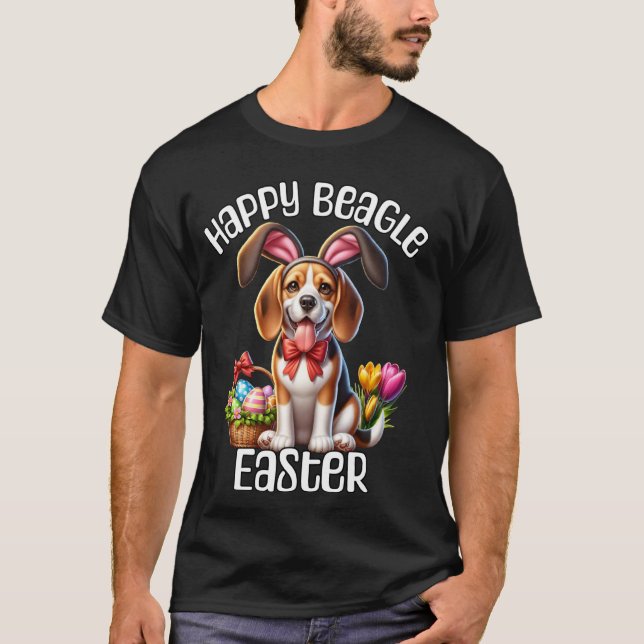 Oster-Beagle Frohe Ostern Beagle T-Shirt (Vorderseite)