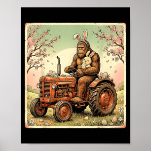 Oster Bigfoot Hase Traktor lustiger Frühling Poster