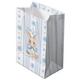 Oster-Blauer-Schleifen-Wasserfarben-Hase-Blumen-Co Mittlere Geschenktüte