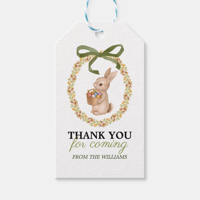 Oster-Blumenkranz Hase Danke Geschenkanhänger (Vorderseite)