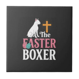 Oster-Boxer-Hund Vintage-Gravur-Shirt Fliese
