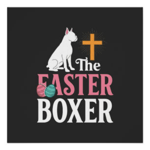 Oster-Boxer-Hund Vintage-Gravur-Shirt Poster
