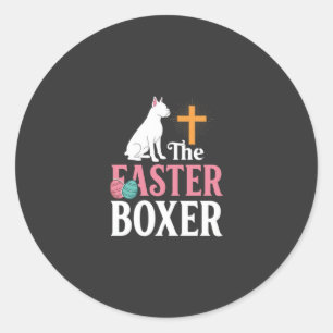 Oster-Boxer-Hund Vintage-Gravur-Shirt Runder Aufkleber