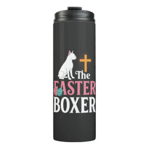 Oster-Boxer-Hund Vintage-Gravur-Shirt Thermosbecher