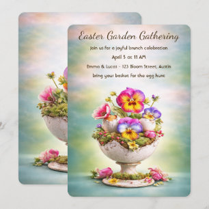 Oster-Brunch-Einladung Bunte Blumen Frühling Einladung
