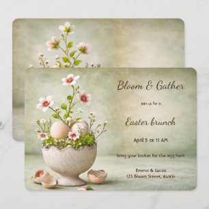 Oster-Brunch-Einladung Minimal Floral Frühling Einladung