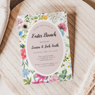 Oster-Brunch Farbige Florale Einladung