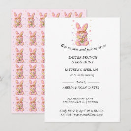 Oster-BRUNCH & -SUCHE mit besticktem Hasen Einladung