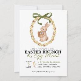 Oster-Brunch und Ostereier-Suche-Hase-Blumen-Einla Einladung