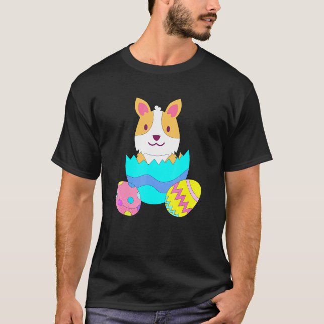 Oster-Corgi-Hasen-Eiersuche T-Shirt (Vorderseite)